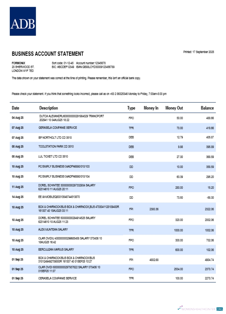Download ADB firm account statement Word and PDF template (1) Photoshop template